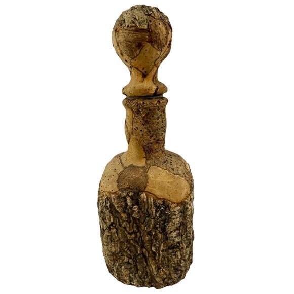 Handcrafted Natural Cork Decanter Bottle Bark & Burl Signed Rustic Portugal Art - Picture 4 of 11